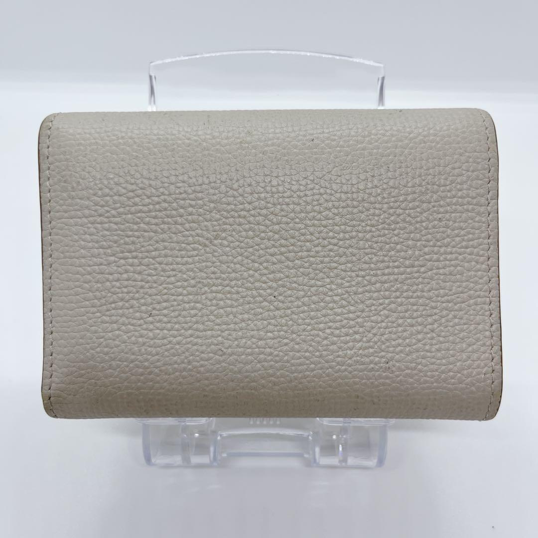 【美品】LOEWE ベージュ 3つ折り財布 アナグラム フリップウォレット 箱付