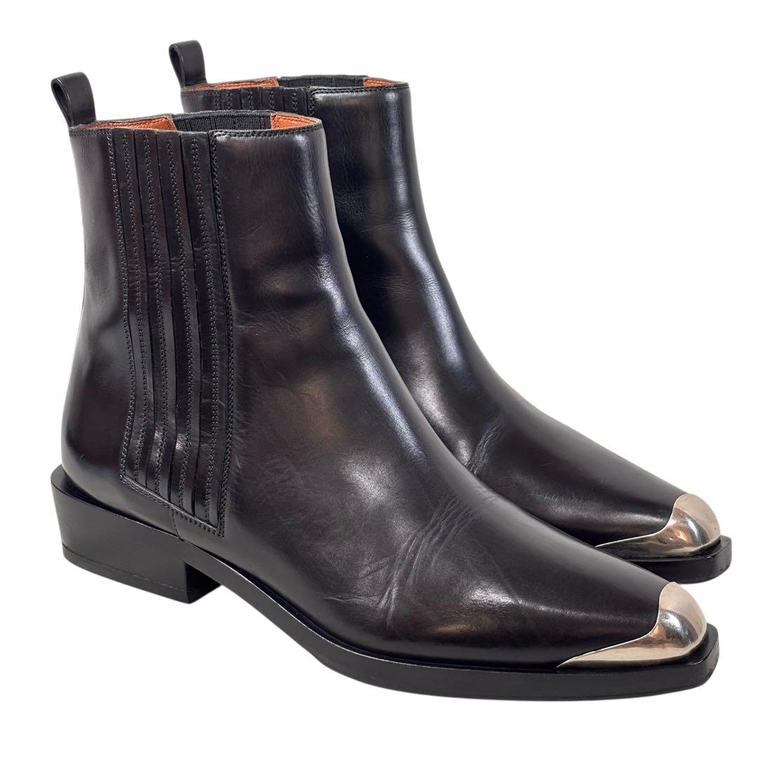 美品 サルトル 35 22 サイドゴア ブーツ レザー トゥキャップ ブラック