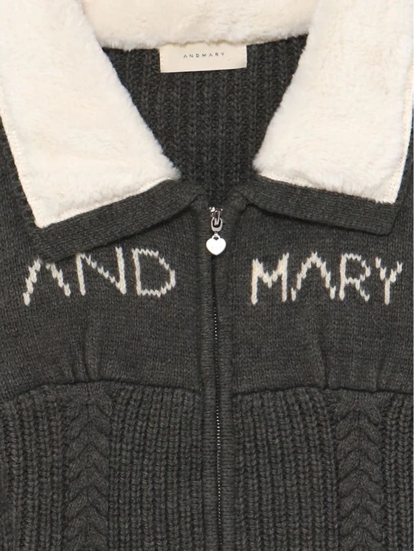 トップス andmary Mary logo zip tops