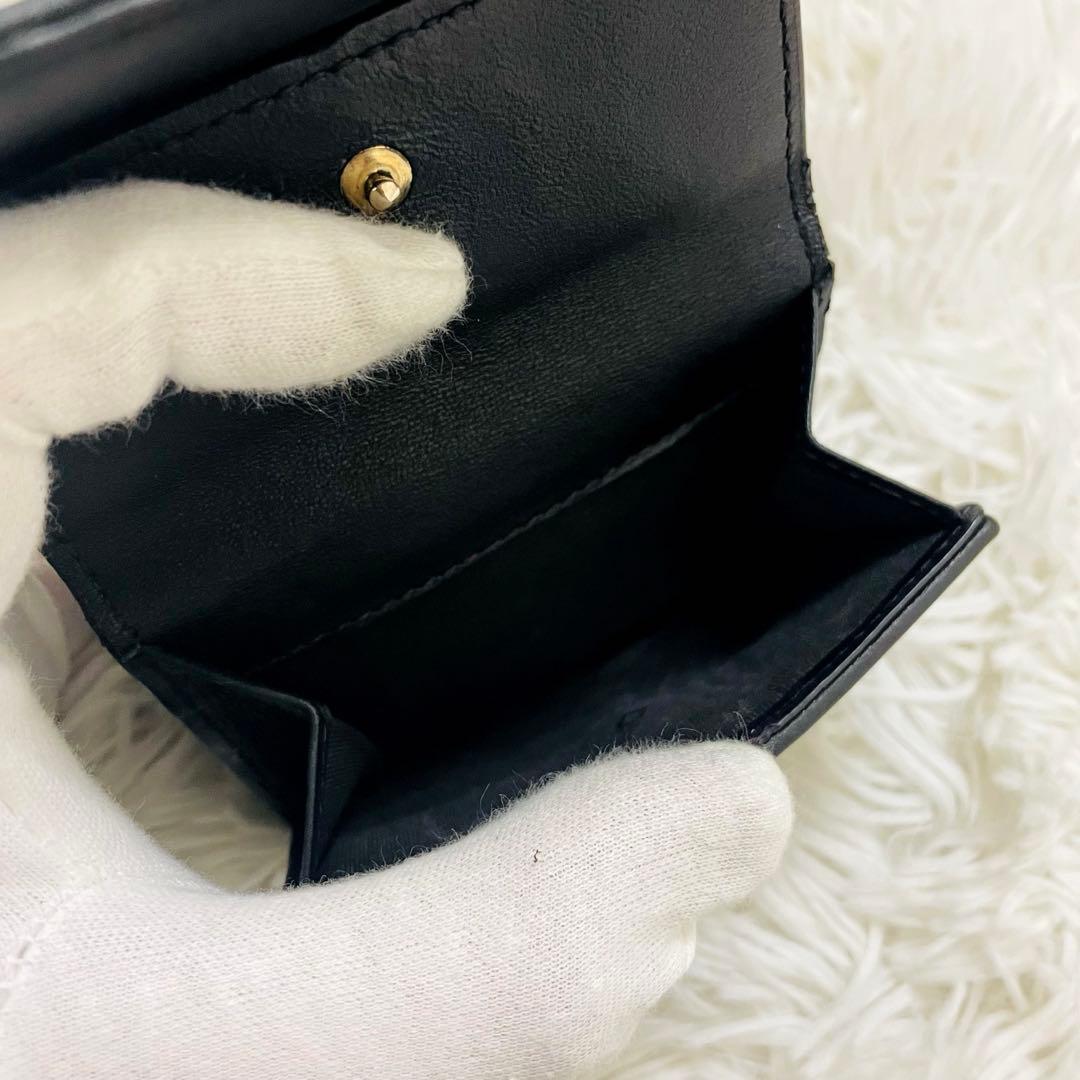 DIOR✨三つ折り財布 カナージュ ロータス レザー ブラック チャーム