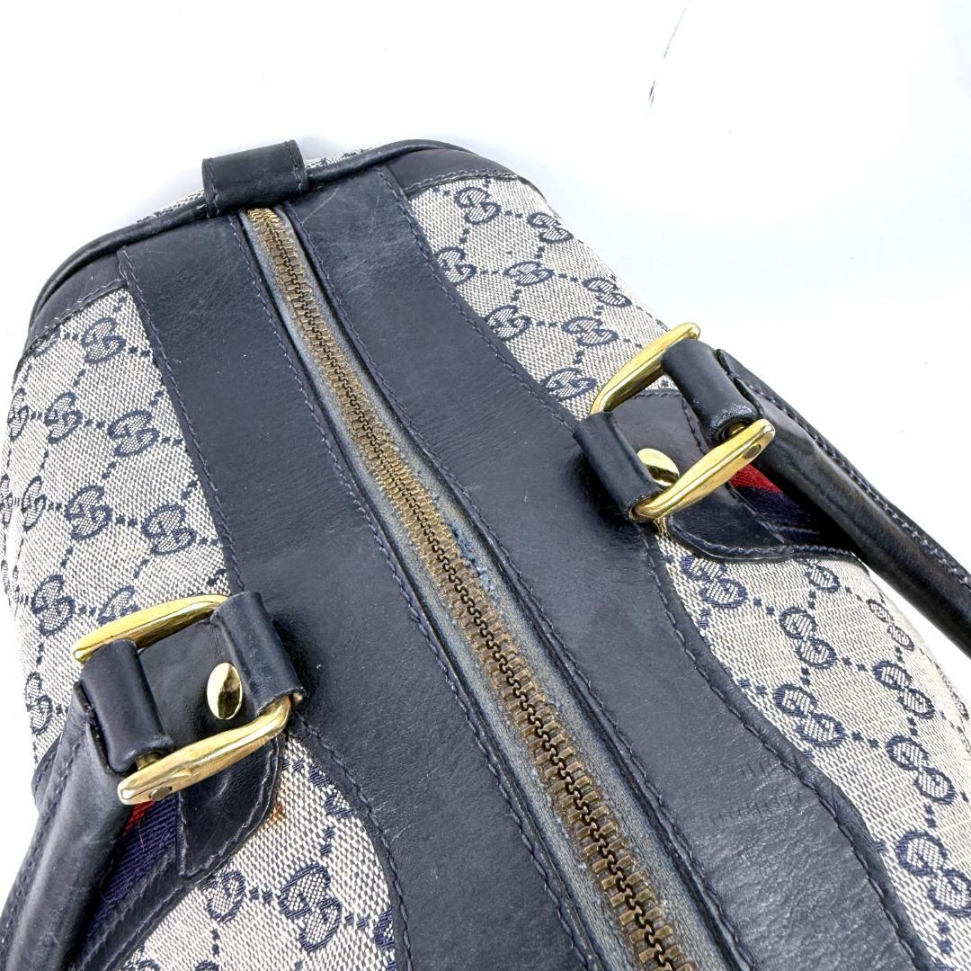 希少デザイン GUCCI ボストンバッグ GGスプリーム シェリーライン 大容量
