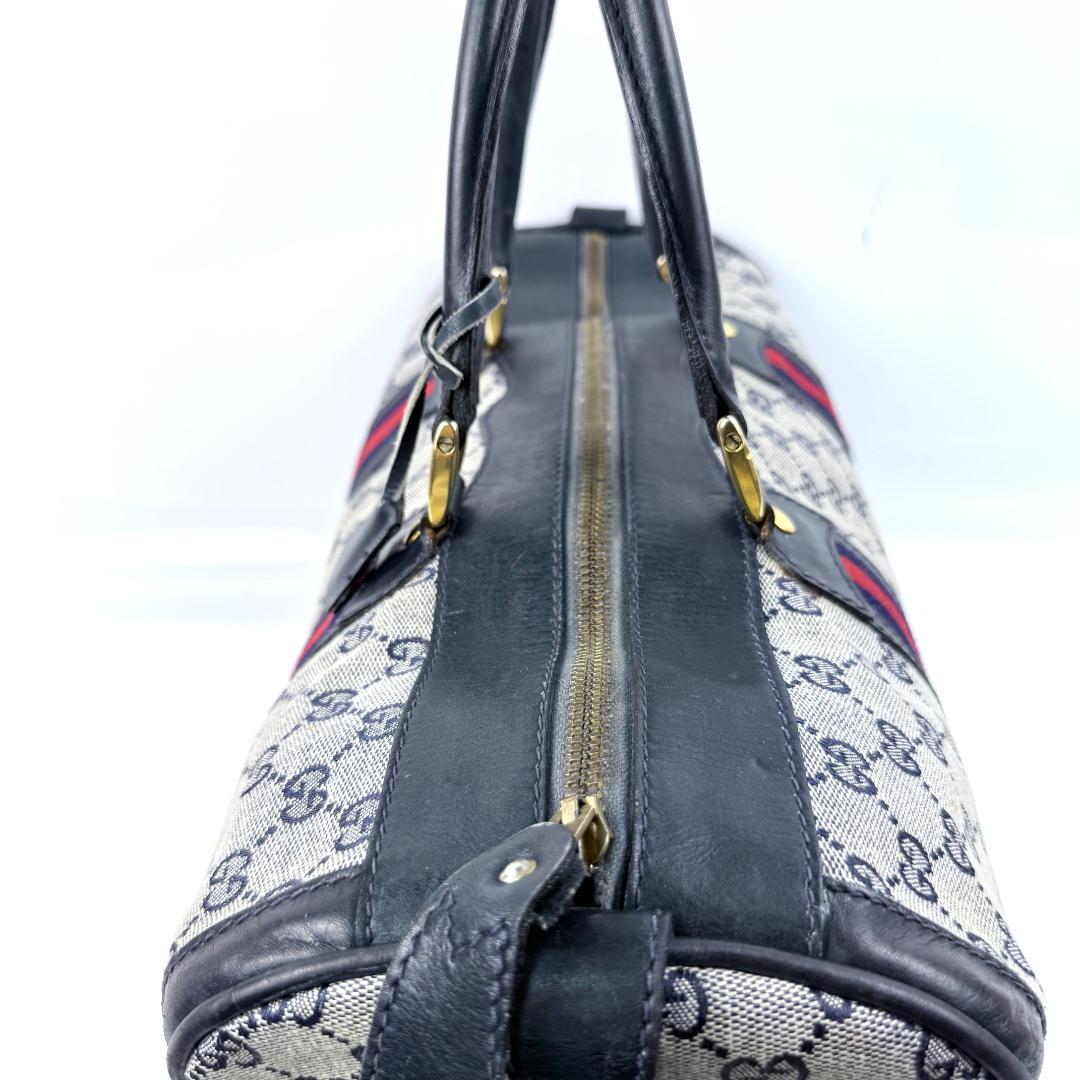 希少デザイン GUCCI ボストンバッグ GGスプリーム シェリーライン 大容量
