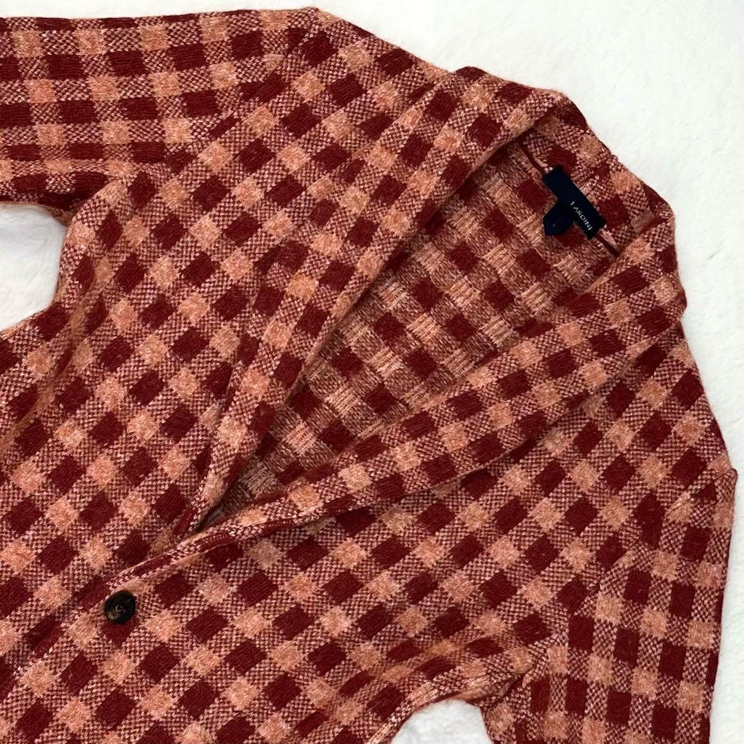未使用級 LARDINI アルパカ六者混 グレンチェック アンコンジャケット M