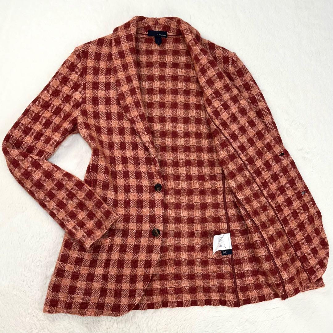 未使用級 LARDINI アルパカ六者混 グレンチェック アンコンジャケット M