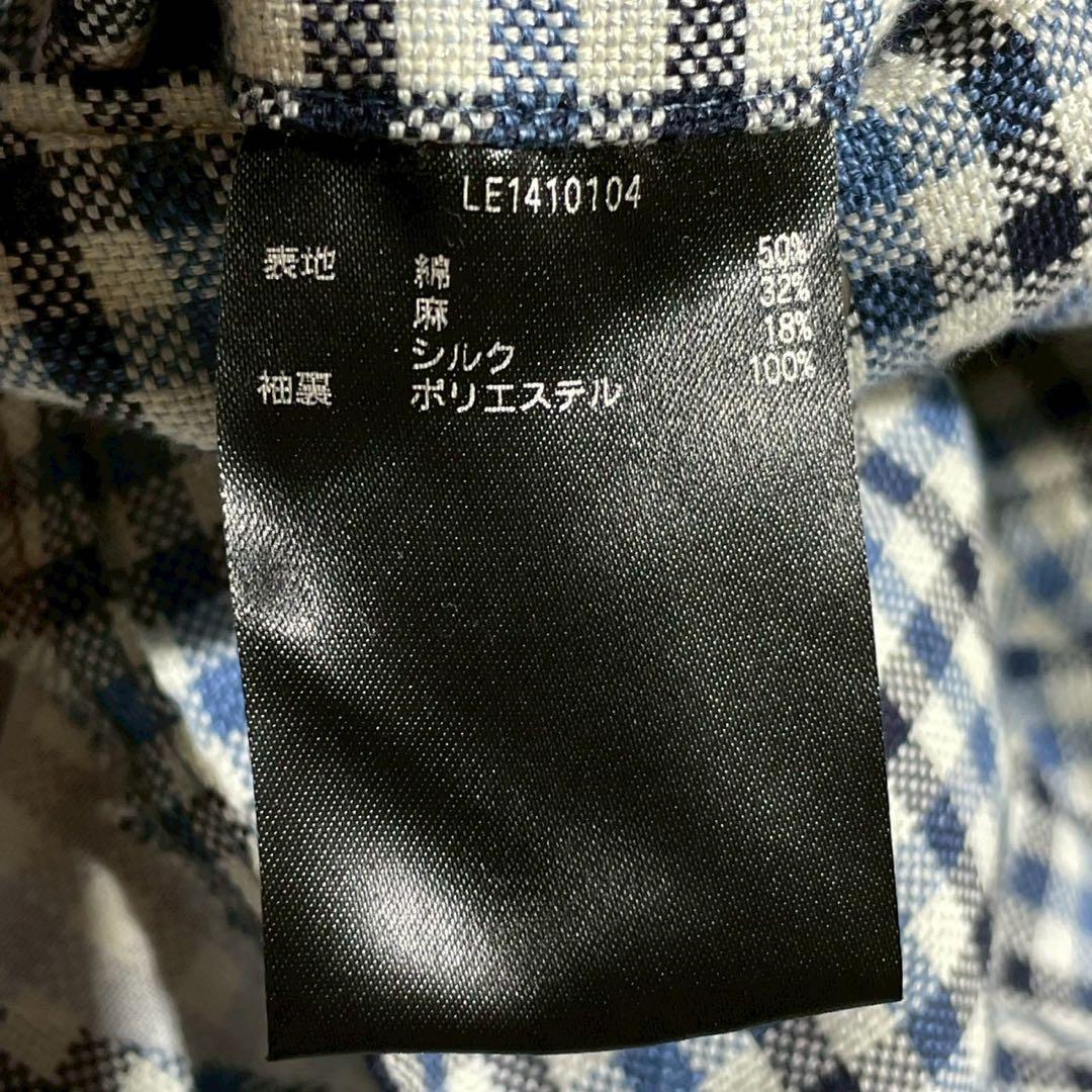【極美品】カノニコ 三者混 シルク 麻 テーラードジャケット チェック M相当