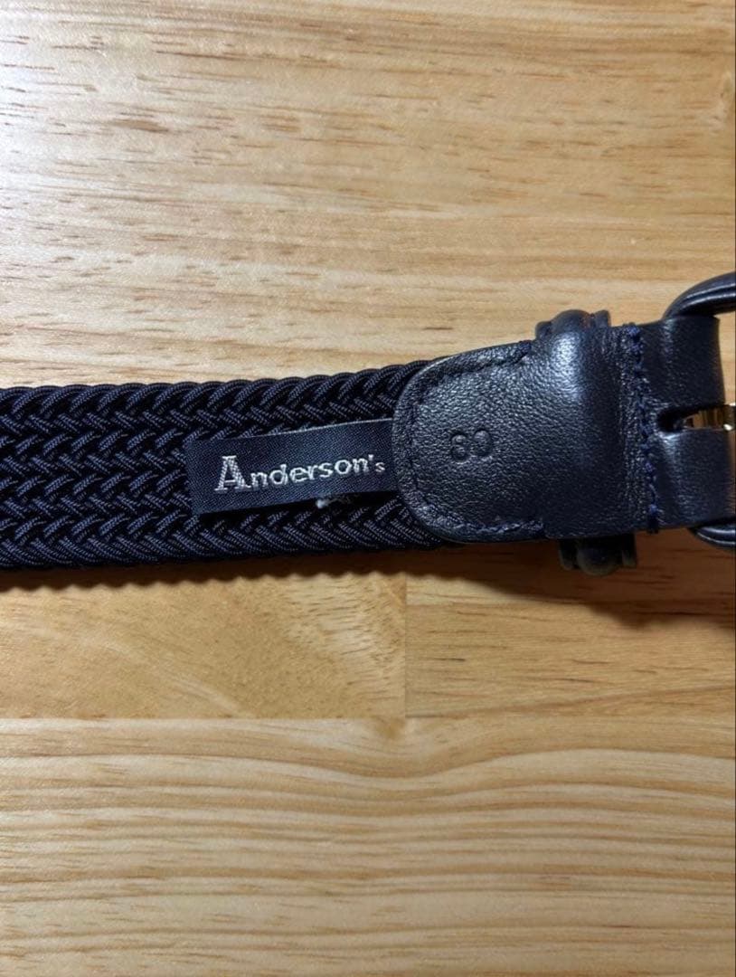 【最終値下げ】Anderson's ネイビーラバーメッシュベルト80