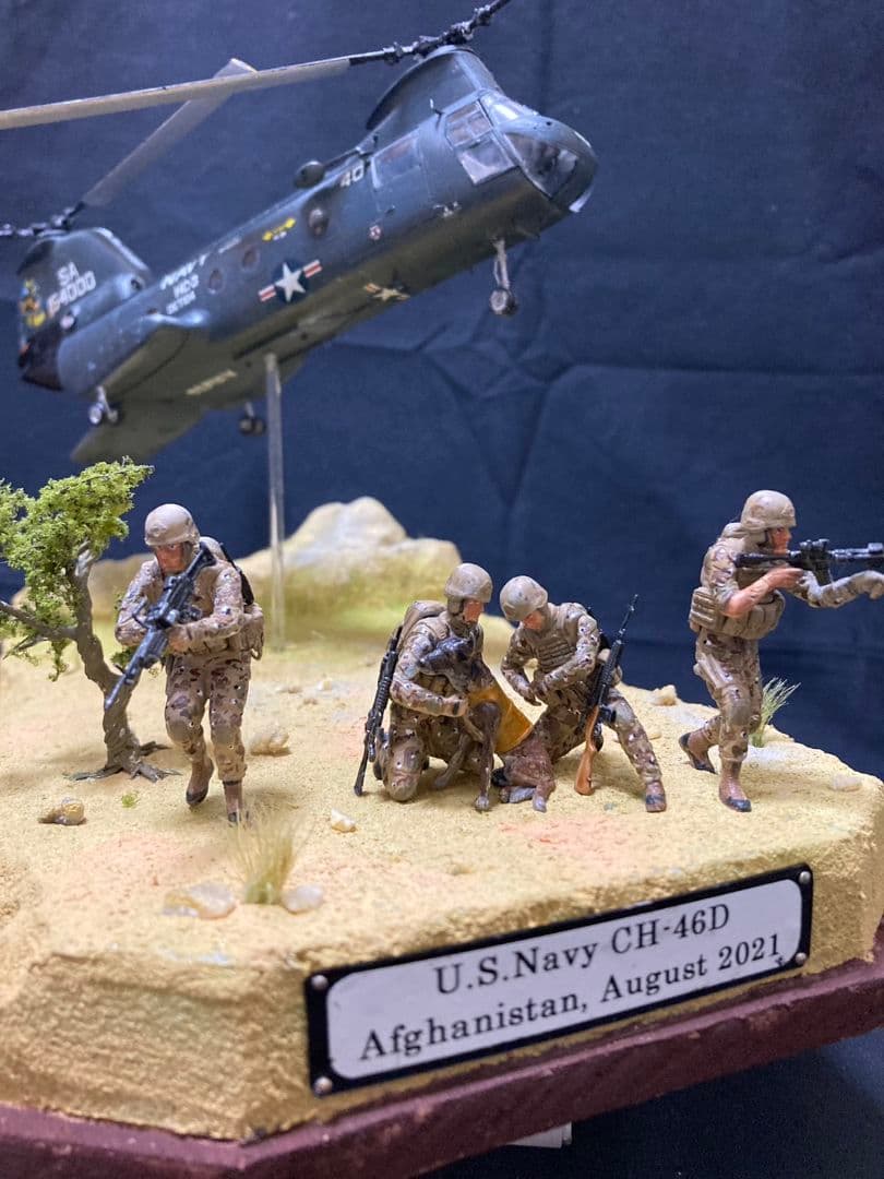 アフガニスタン撤退U.S.Navy CH-46D　ミリタリー　ジオラマ
