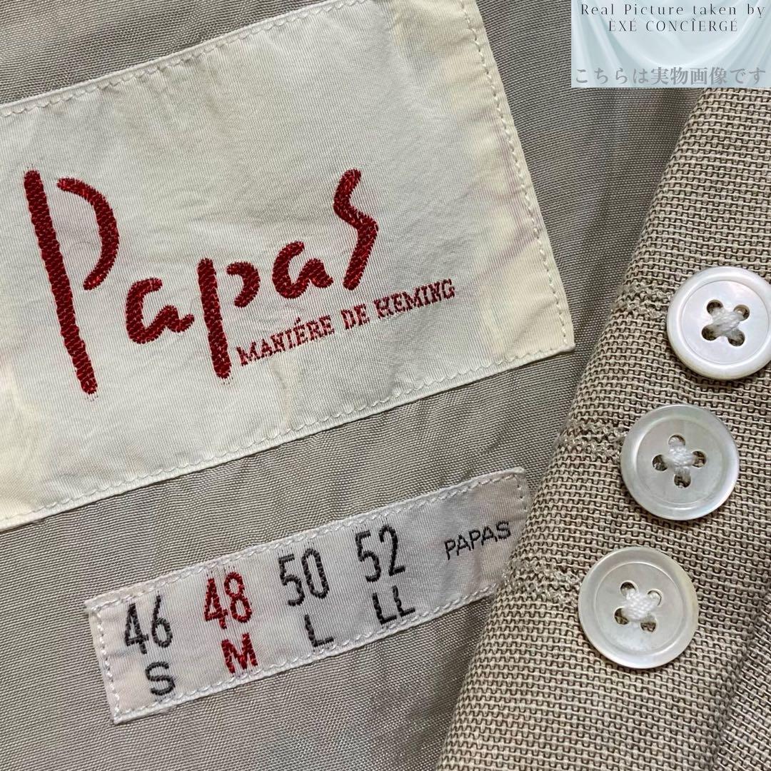 値下げ依頼品 パパス コットンリネン シングルブレストテーラードジャケット 48