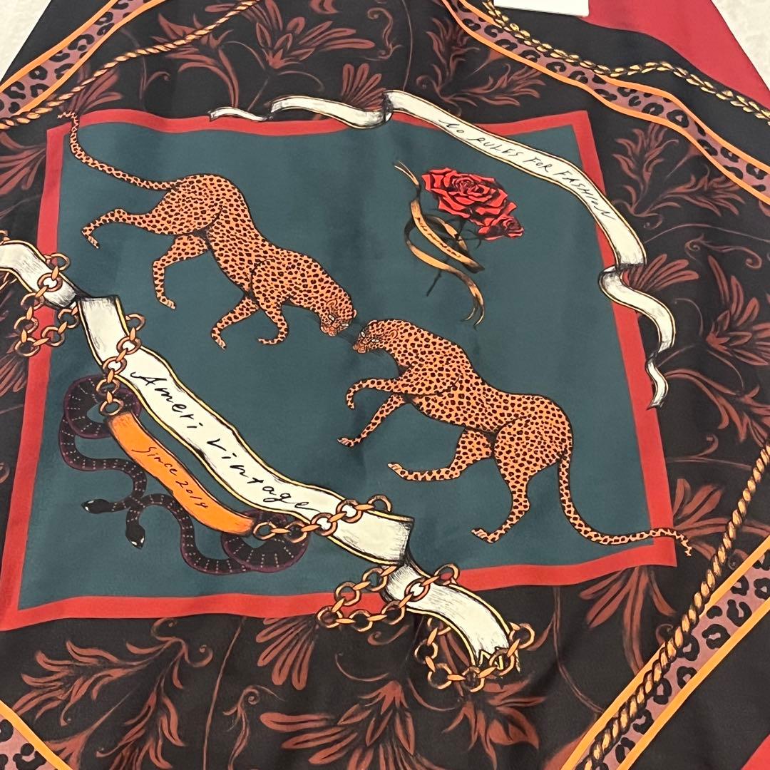 スカート ameri MEDI TWIN CHEETAH FAKE SCARF SKIRT