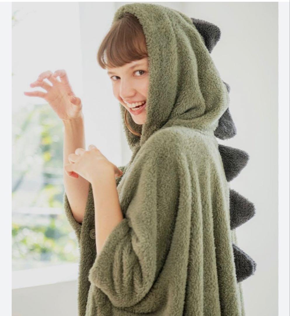 【ジェラートピケ】恐竜ダイナソー/着る毛布+ルームシューズのセット