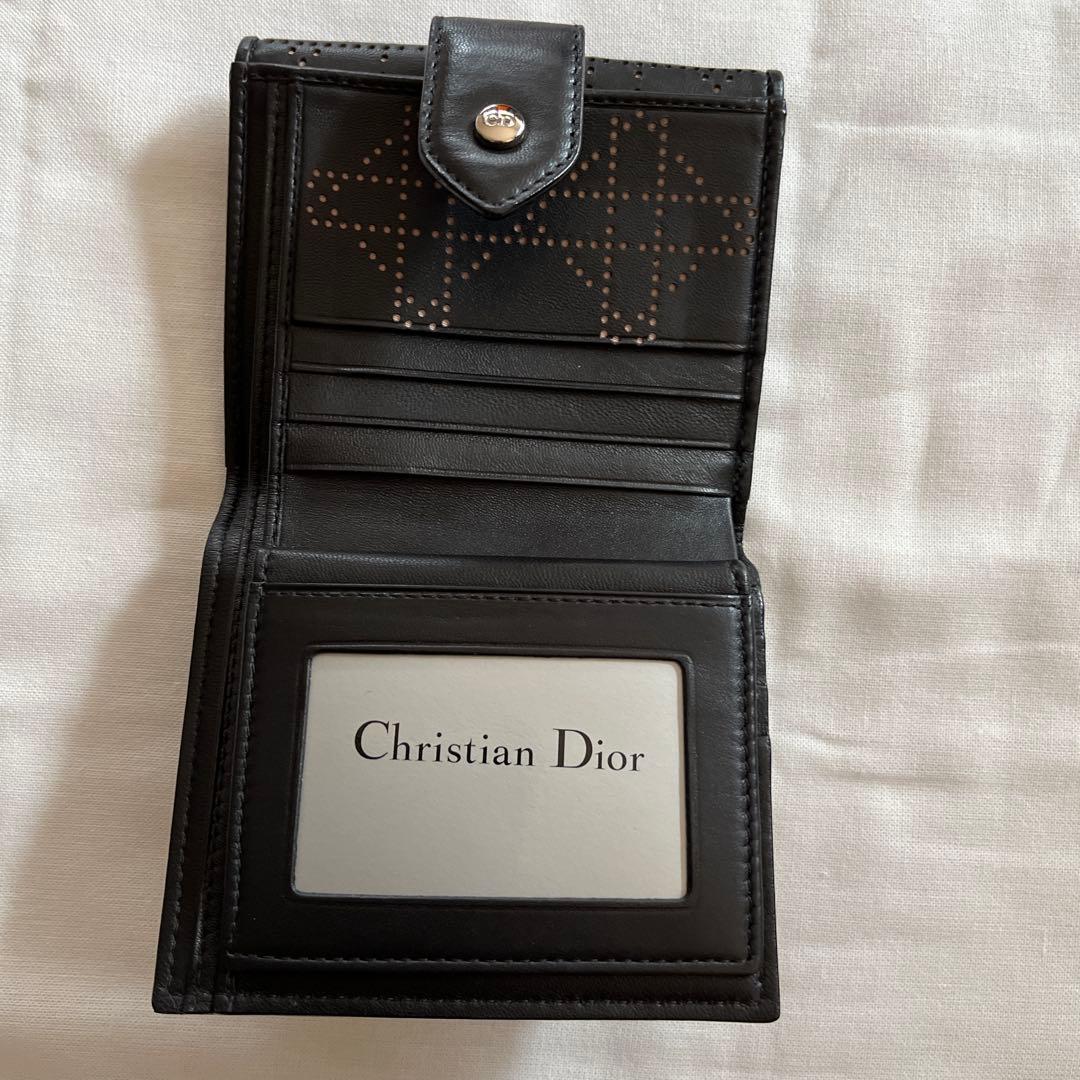 Dior 黒　レザー 二つ折り財布