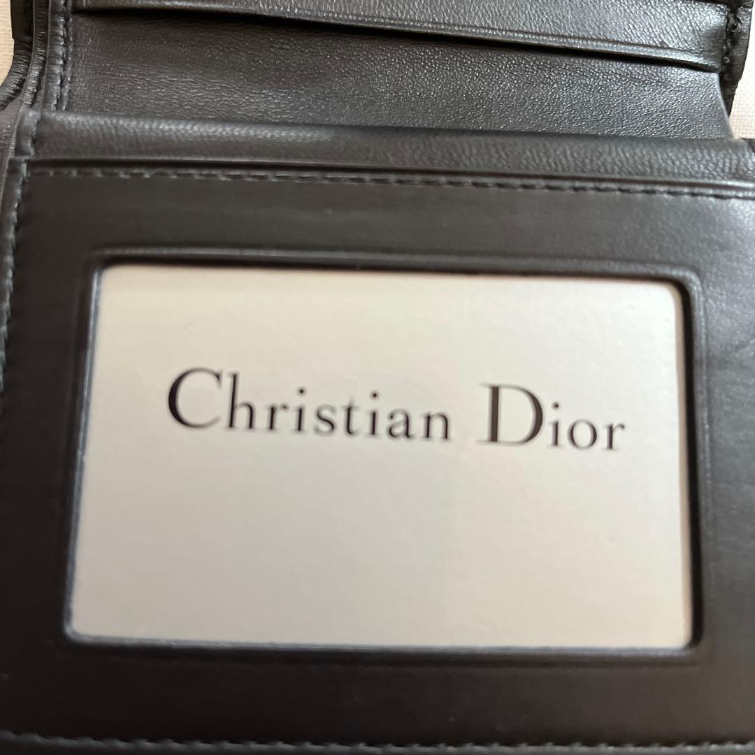 Dior 黒　レザー 二つ折り財布