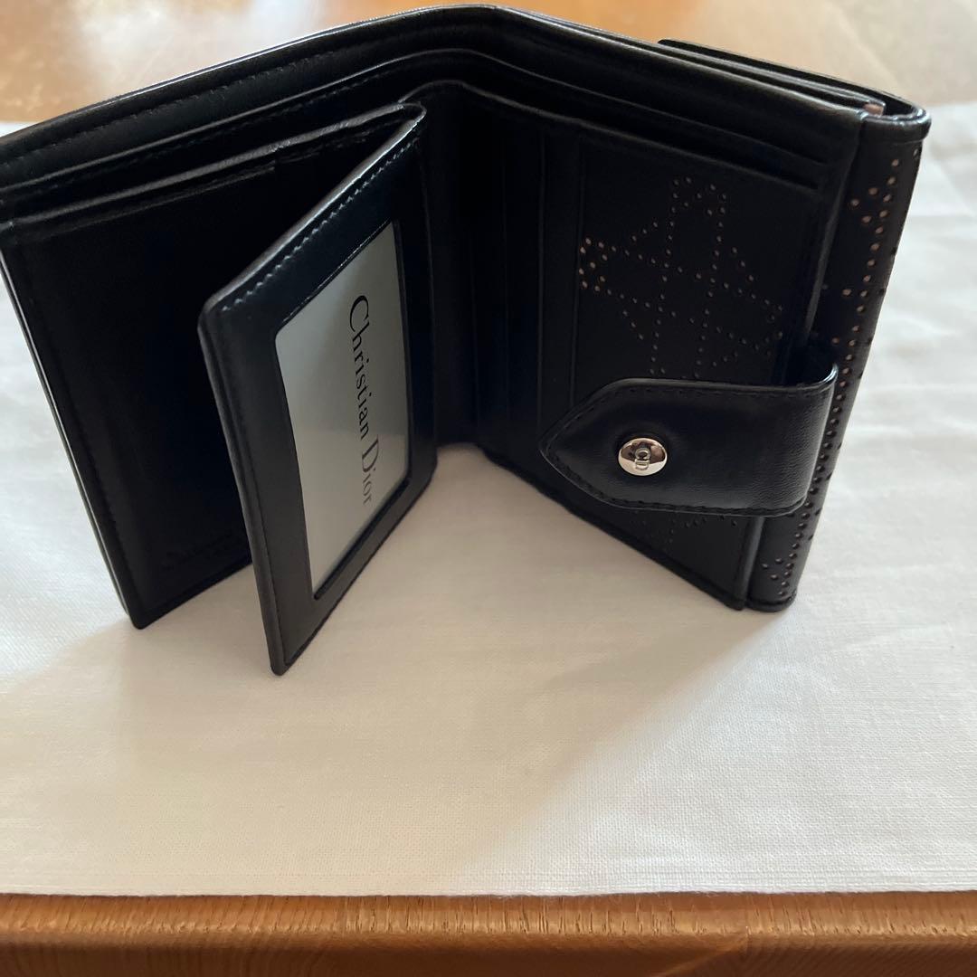 Dior 黒　レザー 二つ折り財布