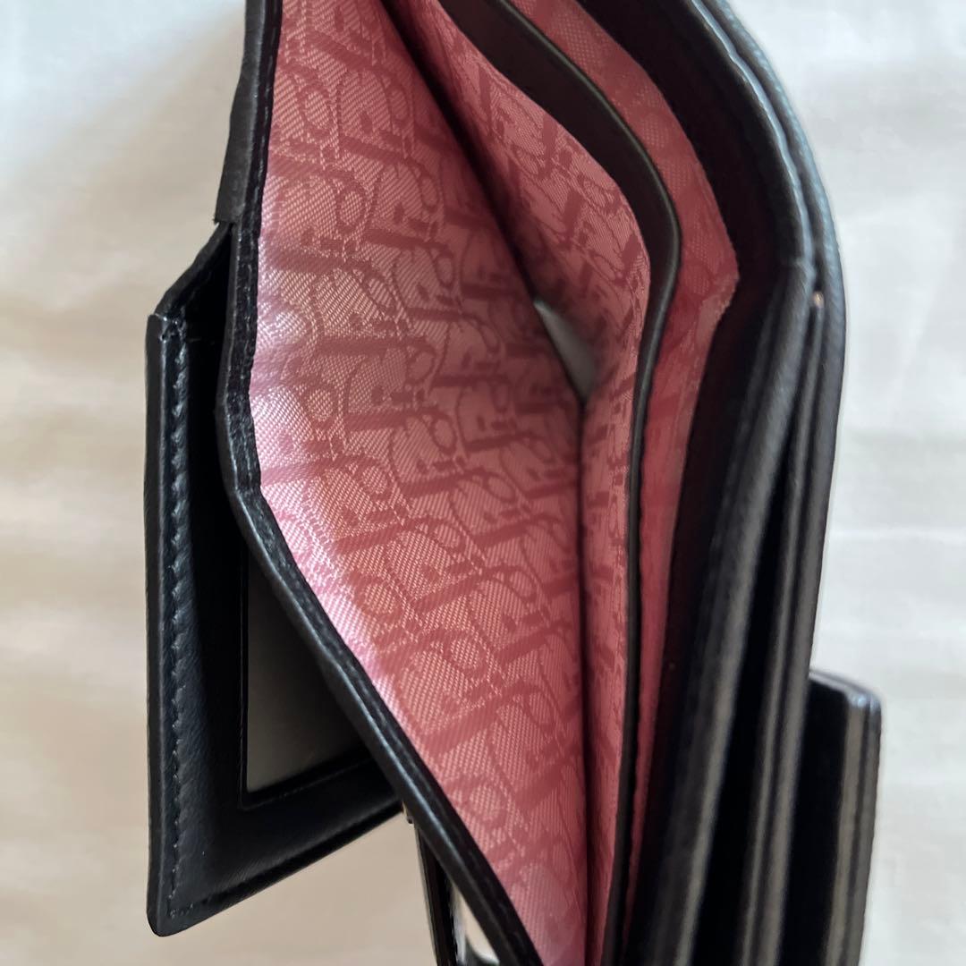 Dior 黒　レザー 二つ折り財布