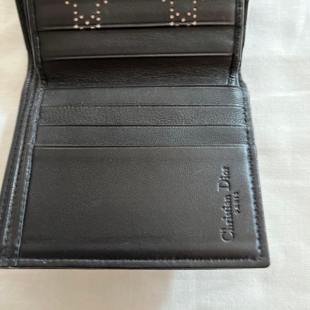 Dior 黒　レザー 二つ折り財布