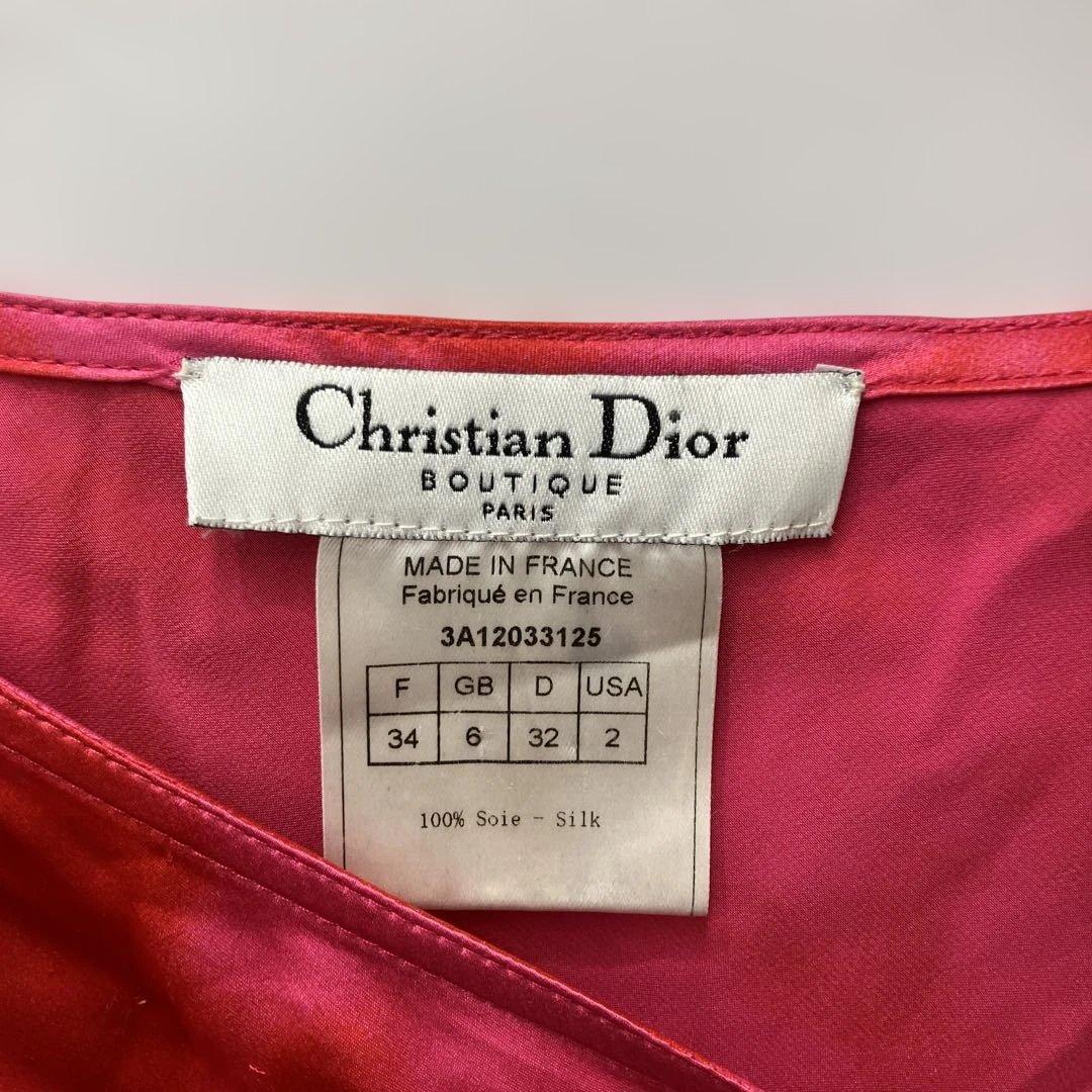 Christian Dior 100％シルク ノースリーブワンピース 34