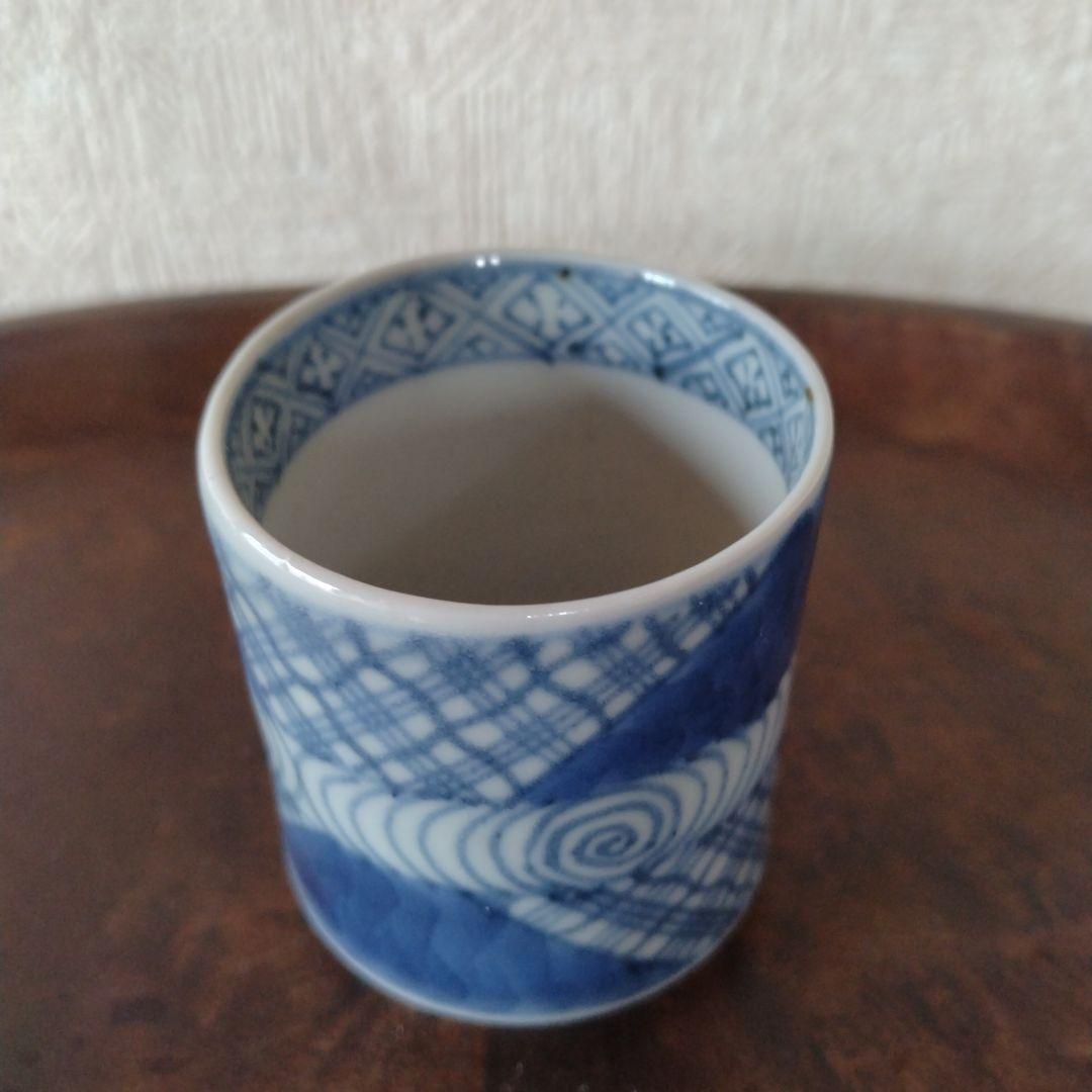 古伊万里よろけ格子木目文覗き猪口江戸時代
