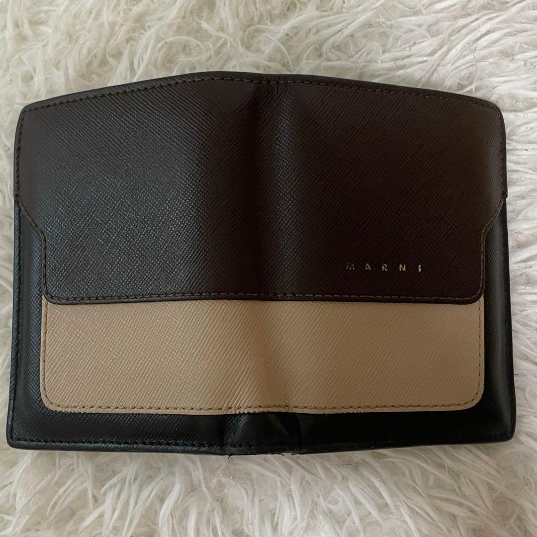 MARNI レザー二つ折り財布 ブラウン ベージュ