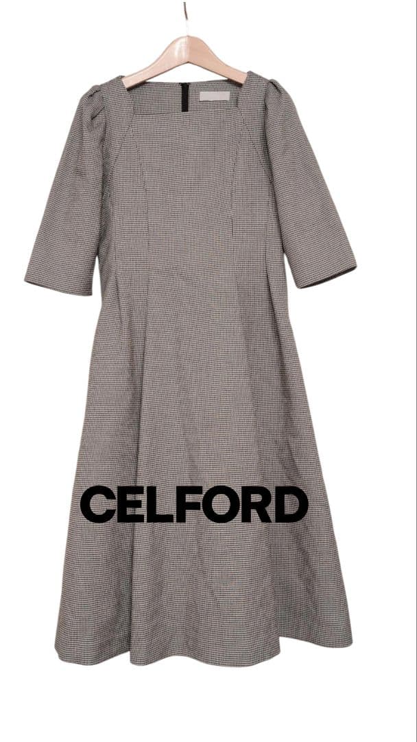 CELFORD グレー ひざ丈ワンピース 36