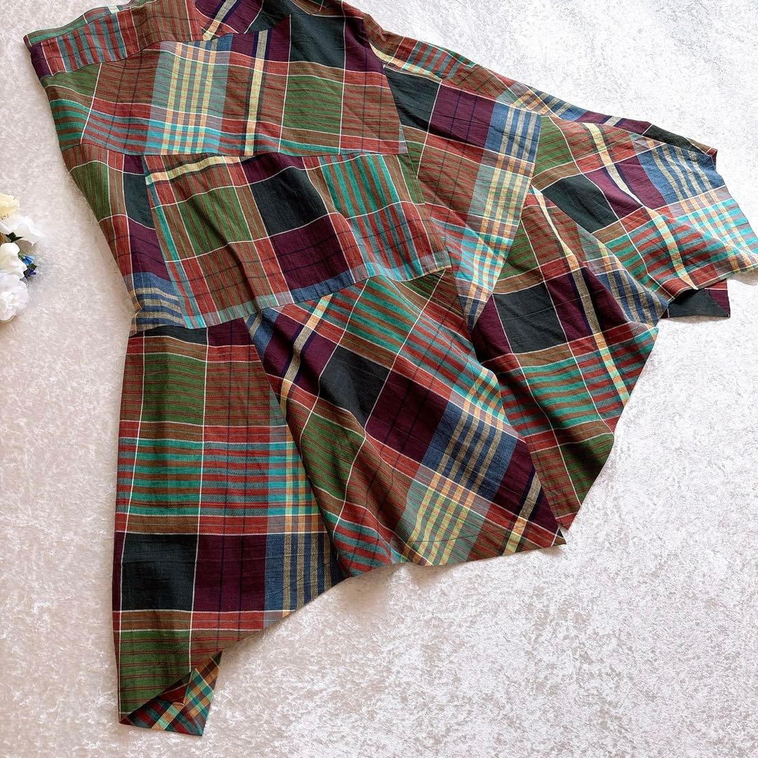 美品♡ツモリチサト　変形ロングスカート　マルチカラー　イッセイミヤケ　M