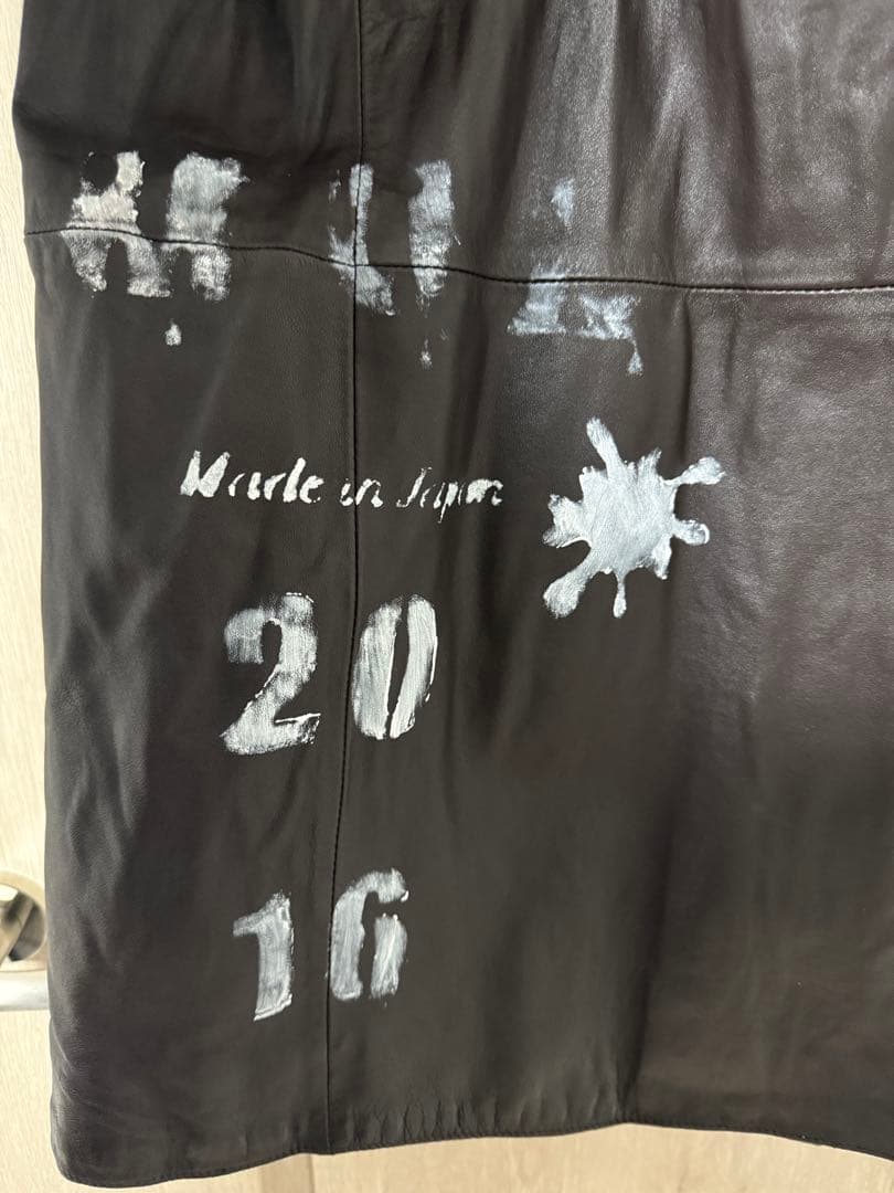 M.U.L ヴィンテージリメイクレザーロングコート ロゴペイント