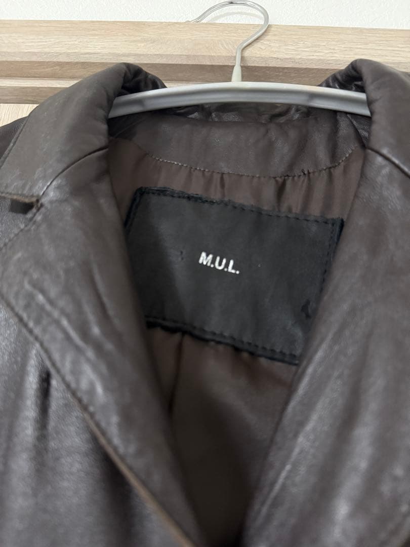 M.U.L ヴィンテージリメイクレザーロングコート ロゴペイント