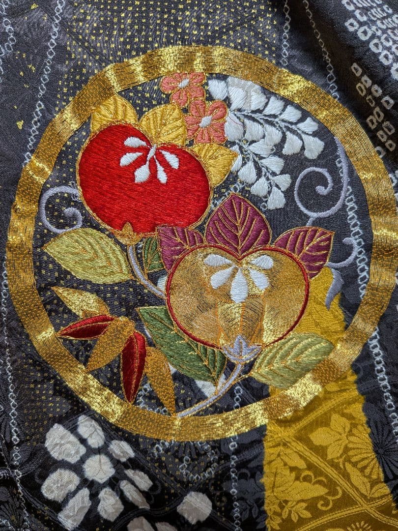 ファーショール付き！振袖フルセット(8点)成人式・高級手絞り・金駒刺繍・吉祥文様