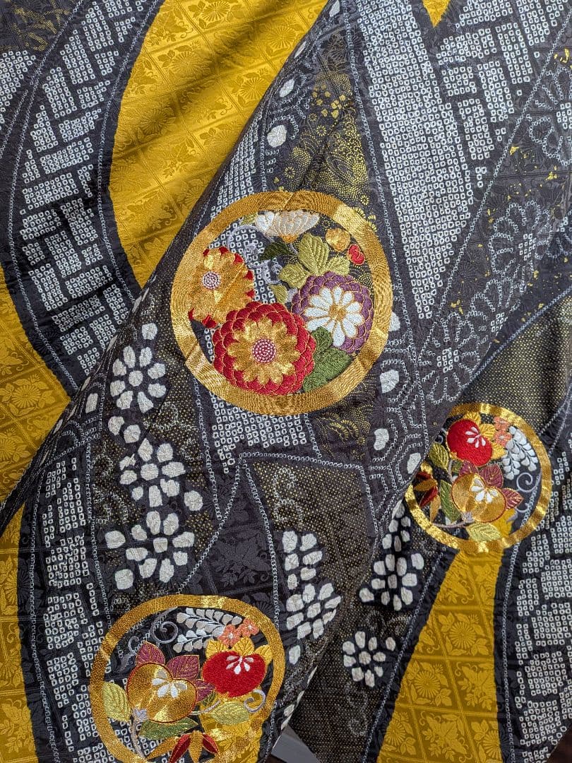 ファーショール付き！振袖フルセット(8点)成人式・高級手絞り・金駒刺繍・吉祥文様