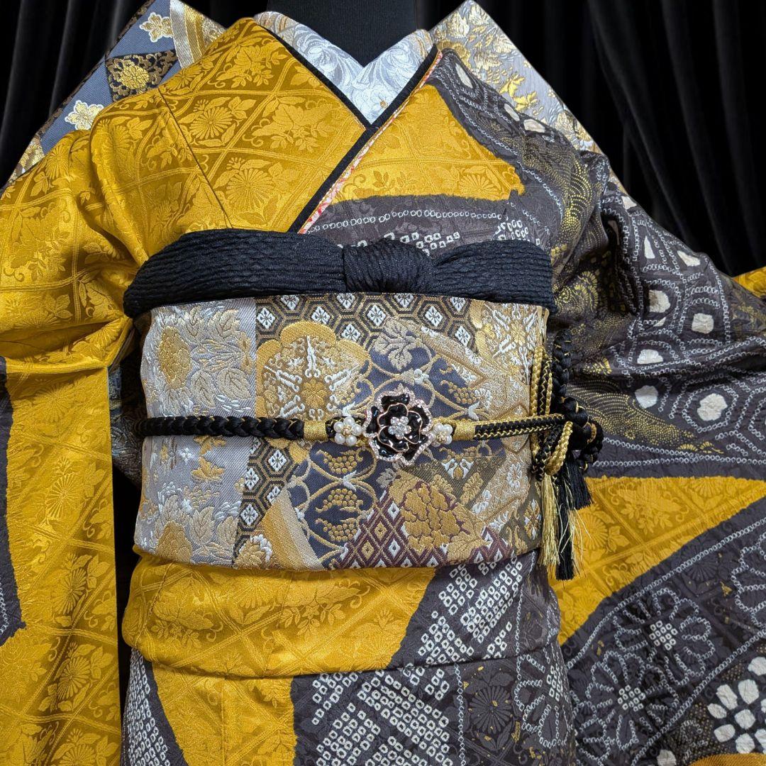 ファーショール付き！振袖フルセット(8点)成人式・高級手絞り・金駒刺繍・吉祥文様