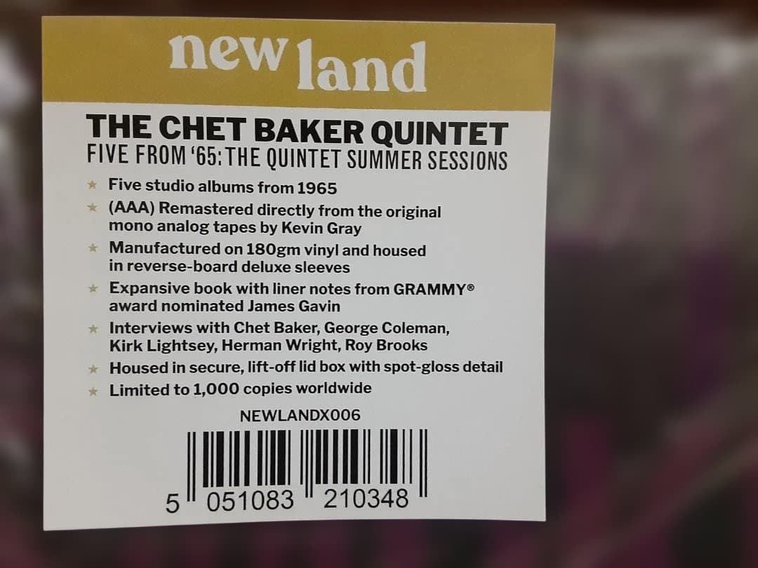 チェット ベイカーLP /Five From '65: The Quintet