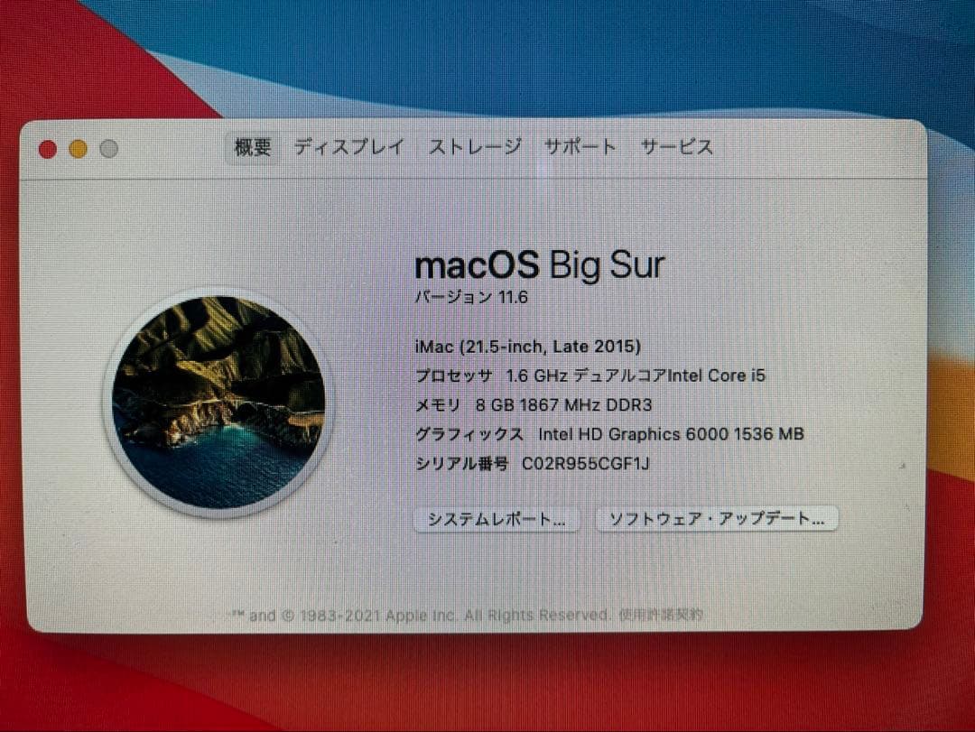 iMac 21.5インチ Late 2015 キーボード・トラックパッド付き