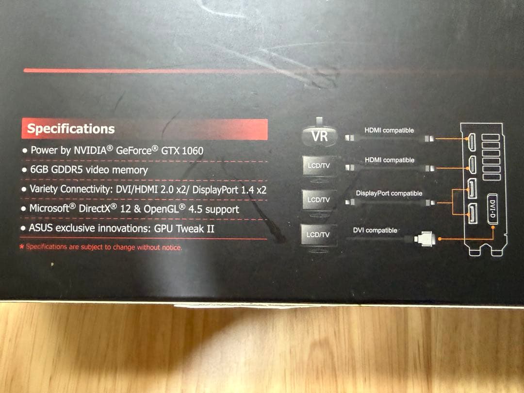 ASUS STRIX GTX1060 DC2O6G 6GBグラフィックボード