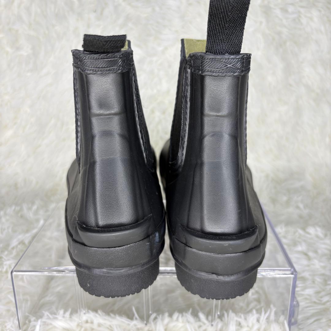 美品　ハンター　HUNTER レイン　ブーツ　サイドゴア　グリーンロゴ