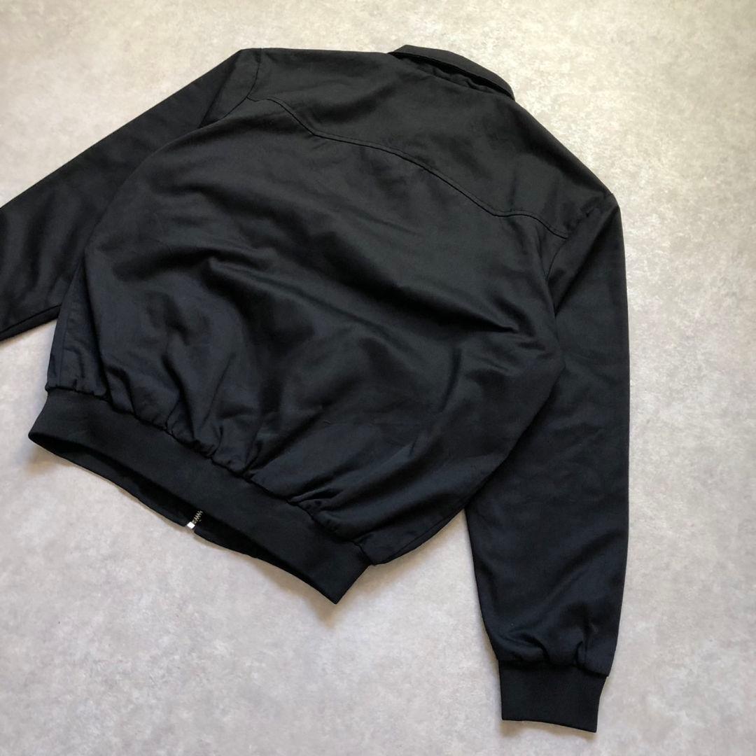90s 極美品 L 黒 スイングトップ ハリントンジャケッ 裏地チェック古着G9