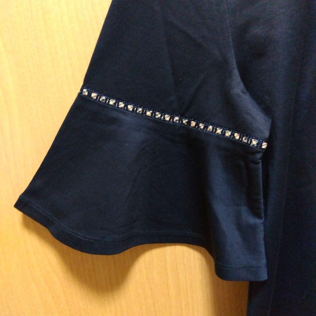 近年物・タグ付★DAKS ダックス ハウスチェック テープ カットソー 38濃紺