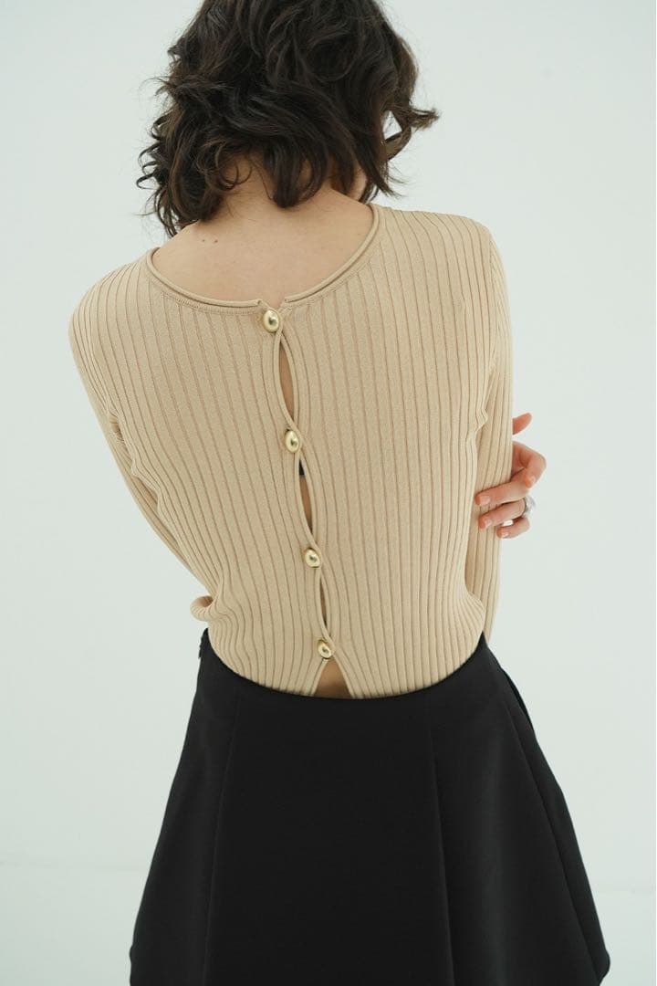 トップス CLANE W FACE GOLD BUTTON KNIT TOPS