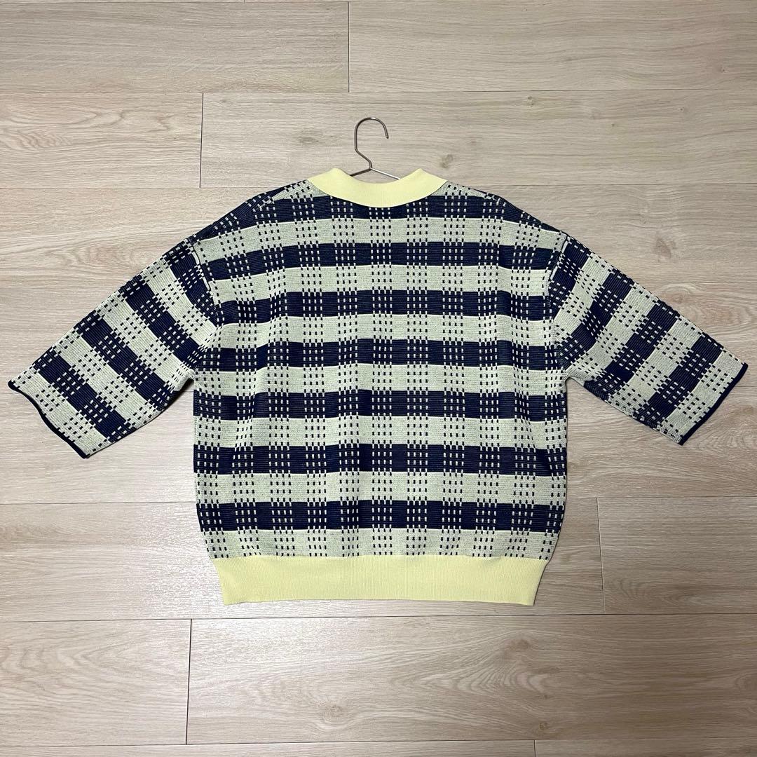 6 ROKU BORDER COLLOR KNIT PULLOVER/ポロシャツ