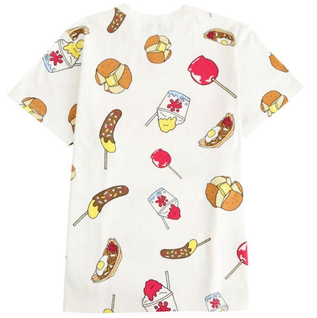 新品 お祭り punyus Tシャツ プニュズ 屋台 焼きそば 総柄 りんご飴