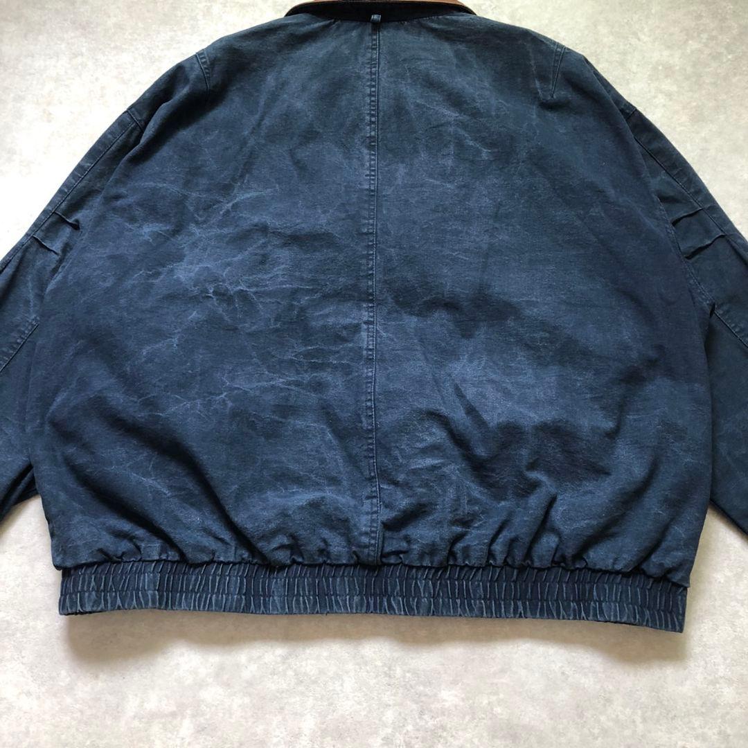 超希少XXL 90s 企業刺繍 ダックジャケット 襟レザー ナスコン