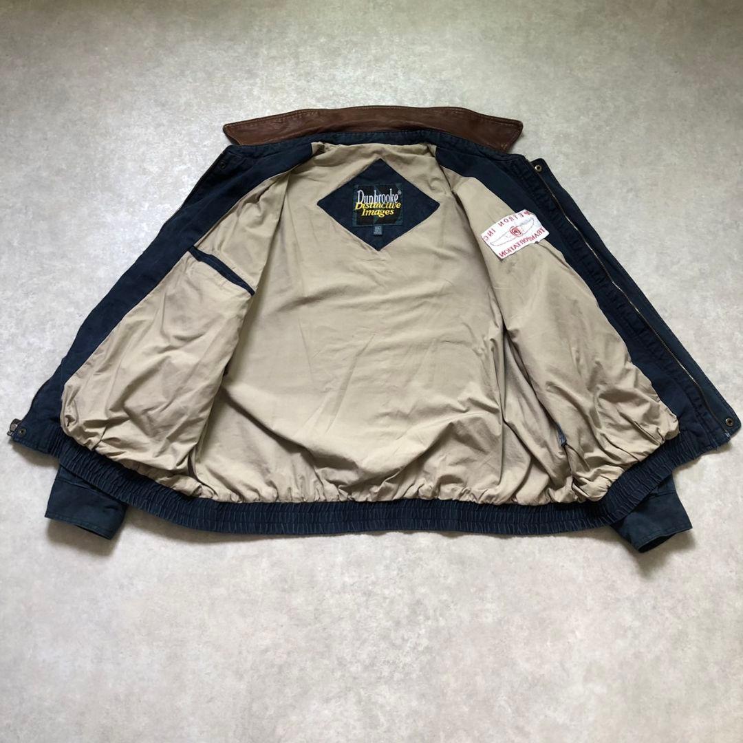 超希少XXL 90s 企業刺繍 ダックジャケット 襟レザー ナスコン