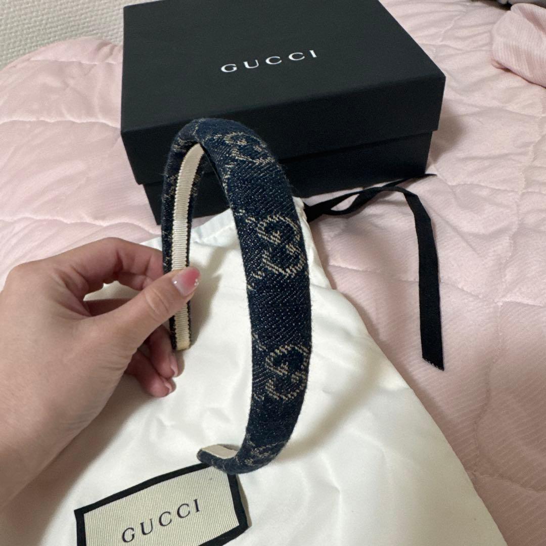【大人気アイテム‼️】GUCCI カチューシャ　デニム ヘアバンド　大人気アイテム