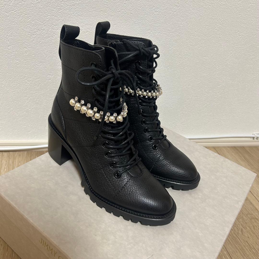 JIMMY CHOO ジミーチュウ ショートブーツパール付き