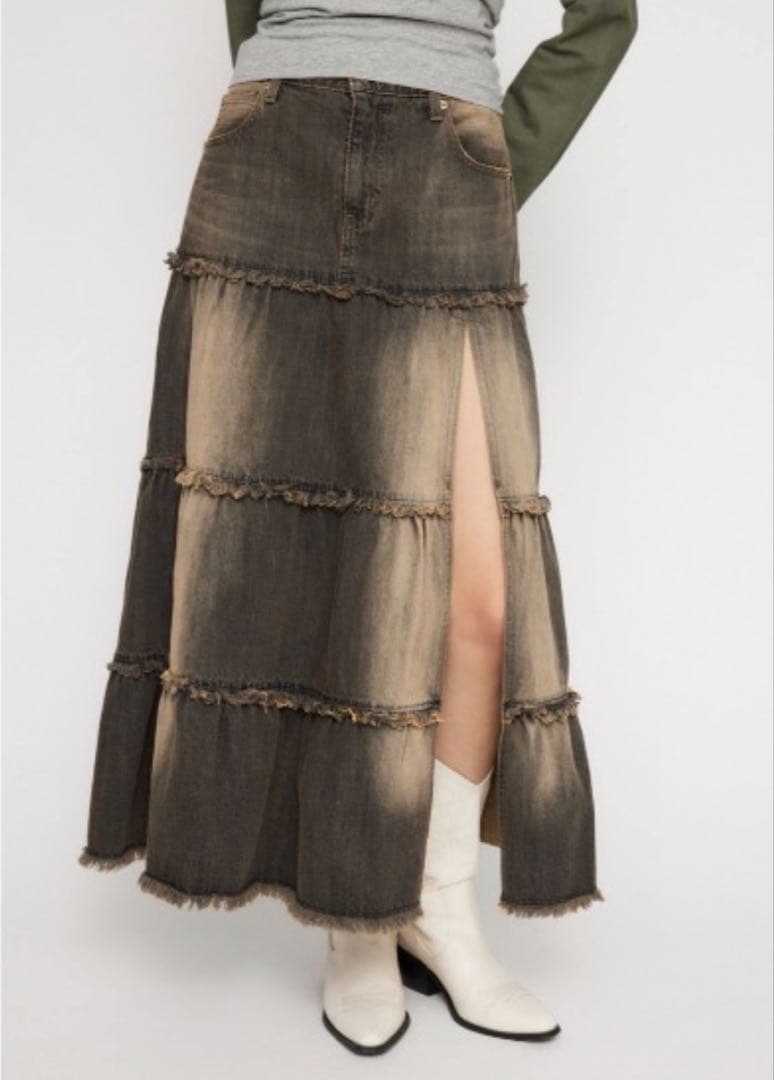 LAGUAGEM CUT OFF FLARE デニムスカート M SIZE