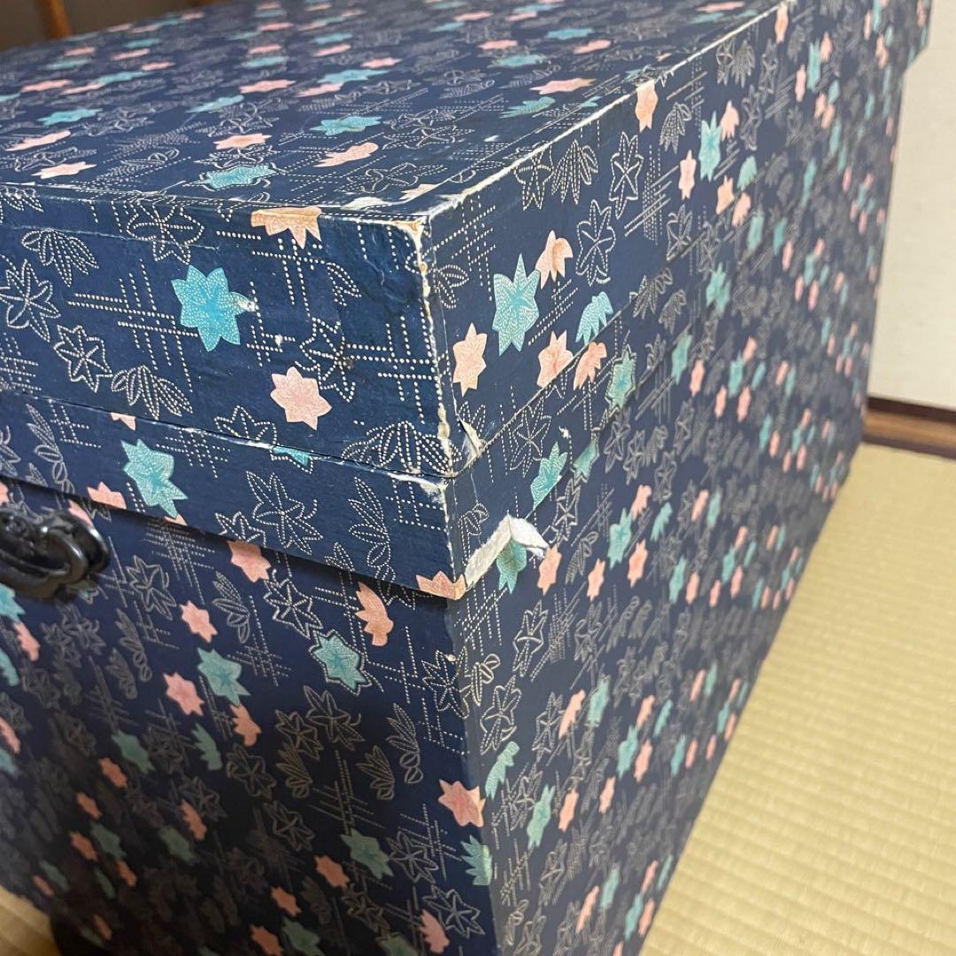 ★ 茶箱1　大　和紙張り　昭和レトロ　キャスター付き　押入れ収納