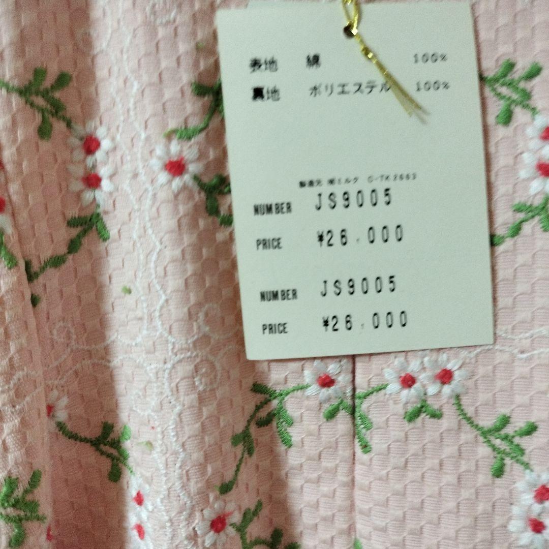 新品未使用　MILK ピンク　花柄　ワンピース　刺繍　肩リボン