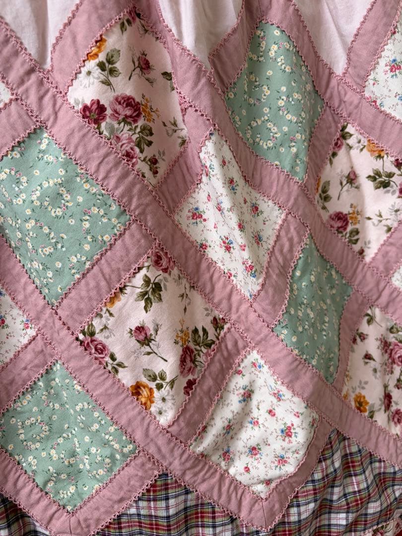 PINK HOUSE パッチワーク薔薇プリントロングスカート