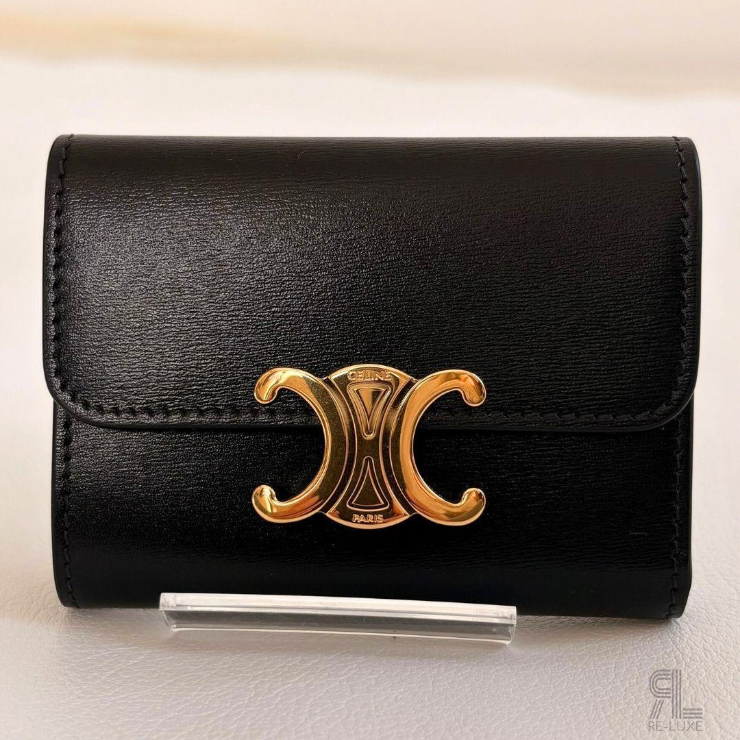 CELINE セリーヌ トリオンフ 三つ折り財布 ミニウォレットゴールド金具