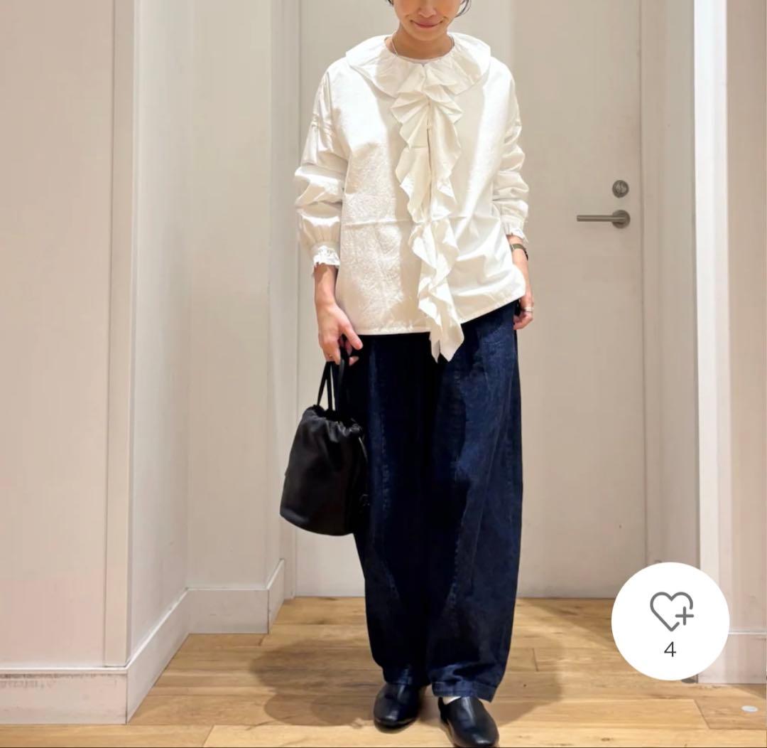 かぐれ　新品　今季　コットンフリルカラーシャツ　2026春夏　長袖