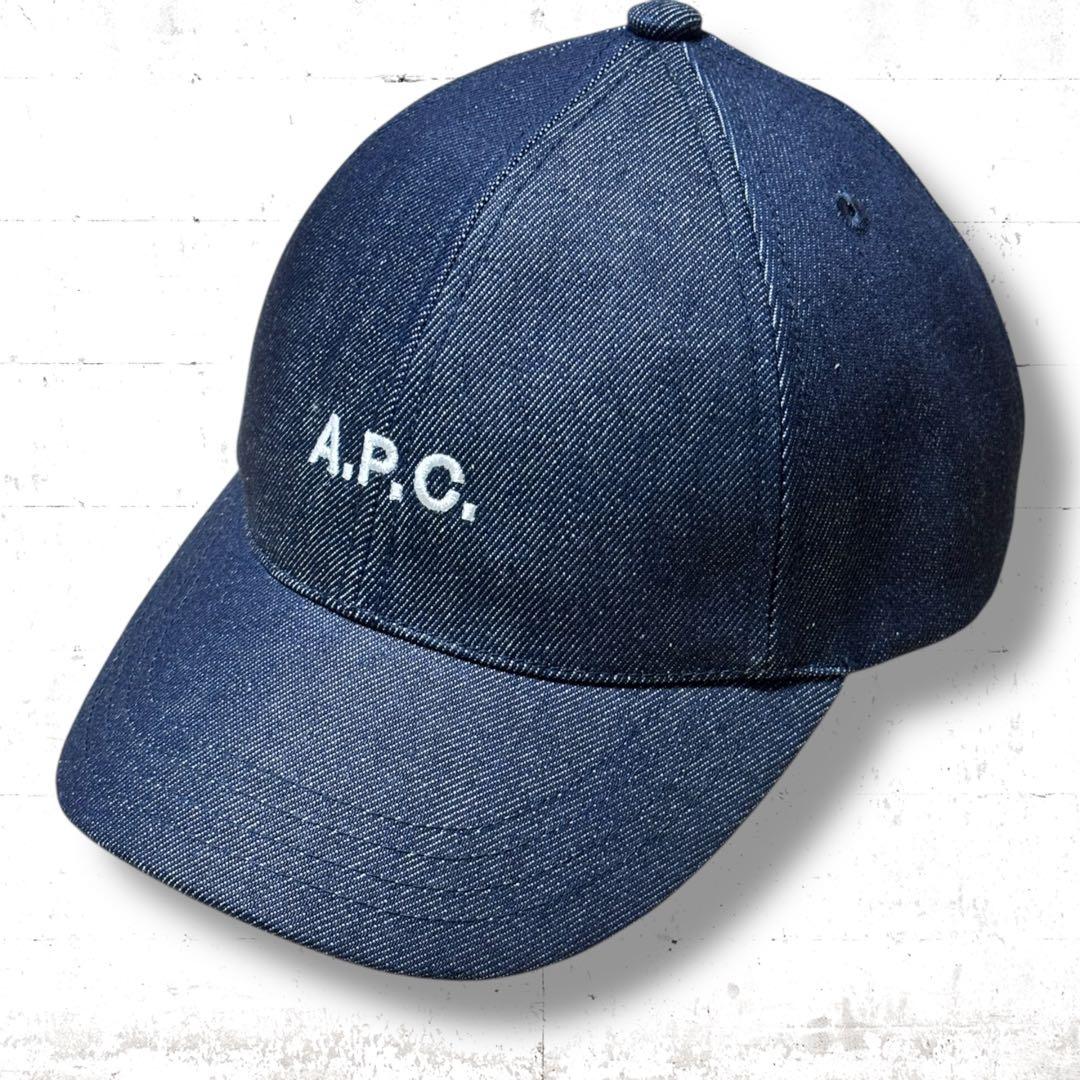 極美品　A.P.C. 刺繍ロゴ入り　デニム　ベースボール　キャップ