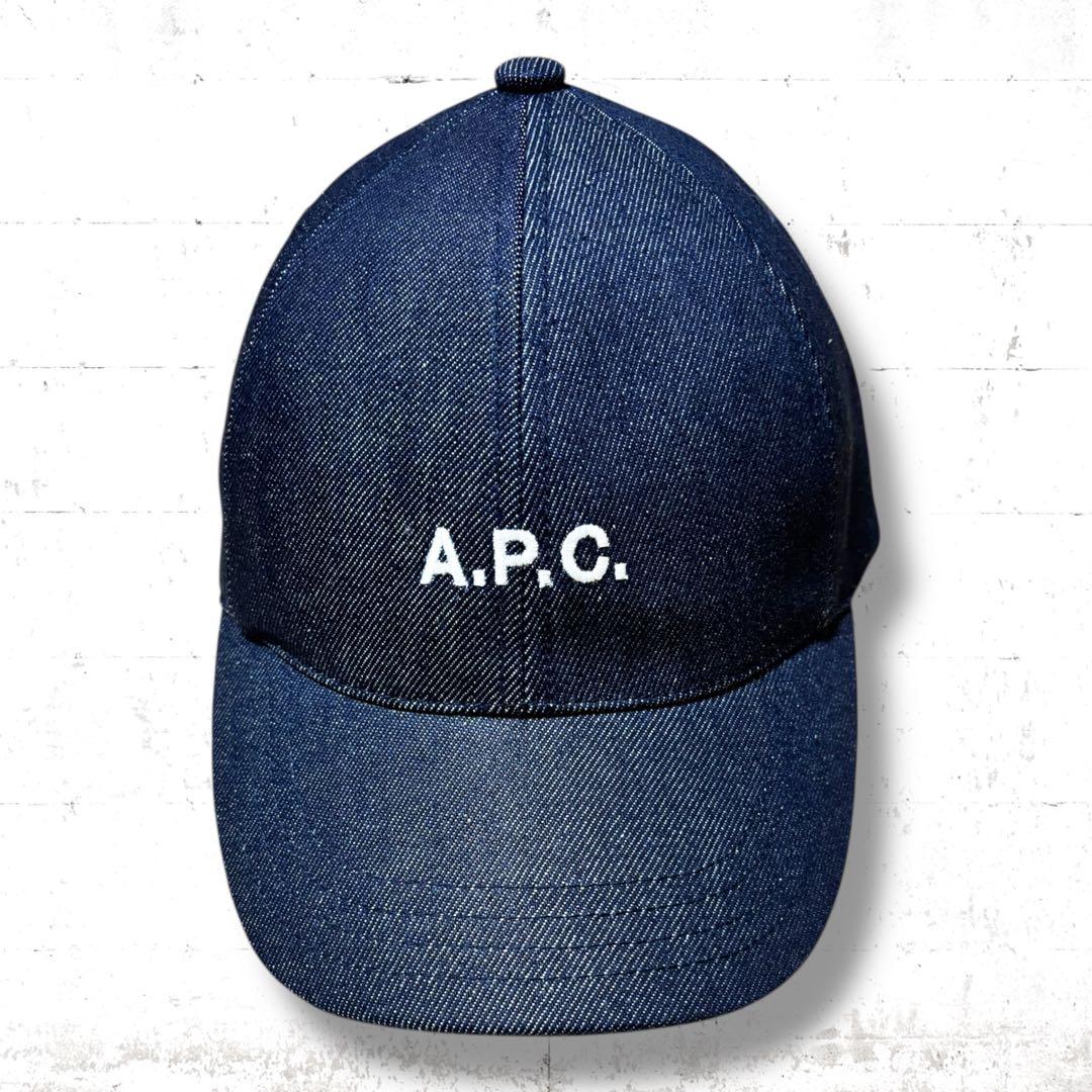 極美品　A.P.C. 刺繍ロゴ入り　デニム　ベースボール　キャップ